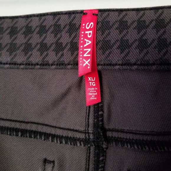 SPANX Jean-ish® Ankle Leggings Pull On Pants XL Houndstooth Black Gray Stretch - Picture 8 of 15